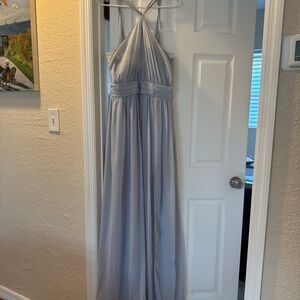 Elegant Light Gray Halter Maxi Dress